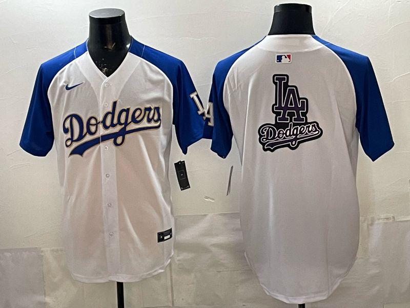 2026 Men Nike Los Angeles Dodgers Blank White blue Game MLB Jersey 0010